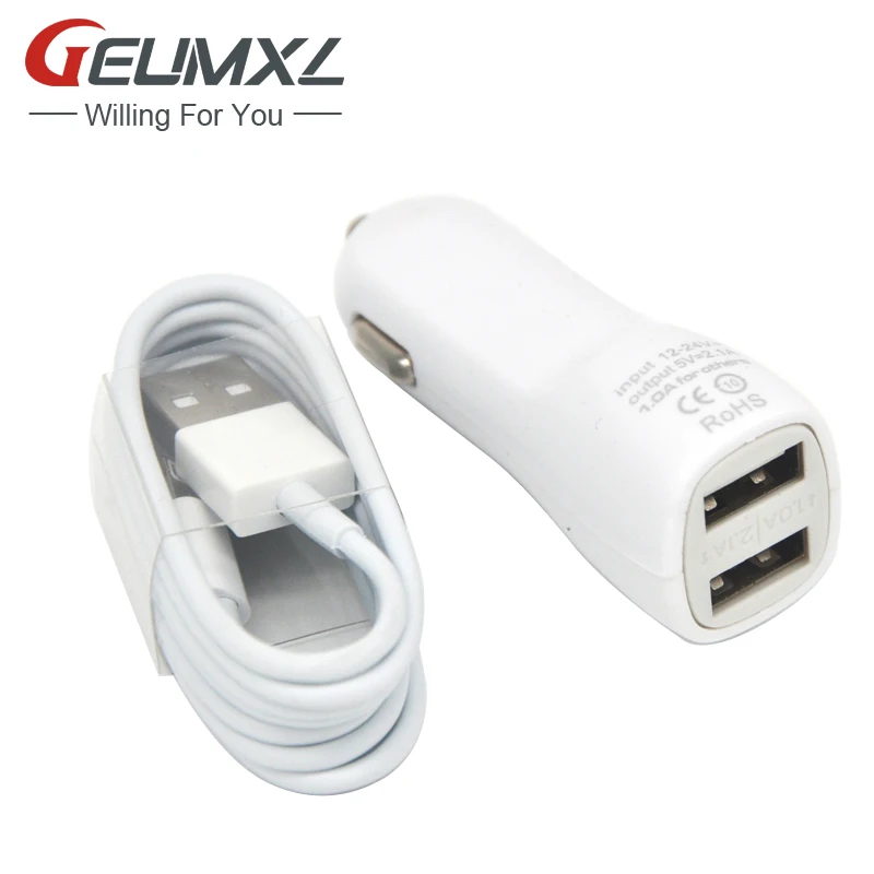 

High Quality 3.1a Speed Double USB Car Charging Charger Adapter + 8pin Data Sync Cable Wire For Apple iPod iPhone 5s 5c 6s 6plug