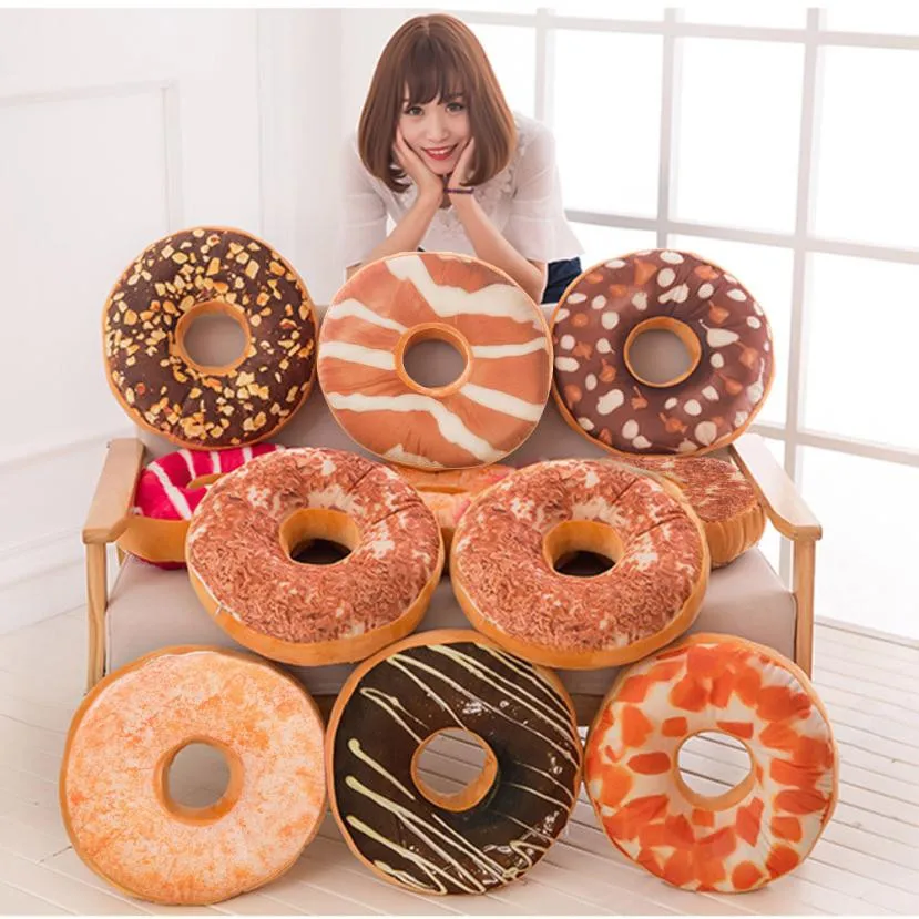 

sofa decorative cushions Soft Plush Pillow Stuffed Seat Pad Sweet Donut Foods Cushion Case Toys Housse De Coussin