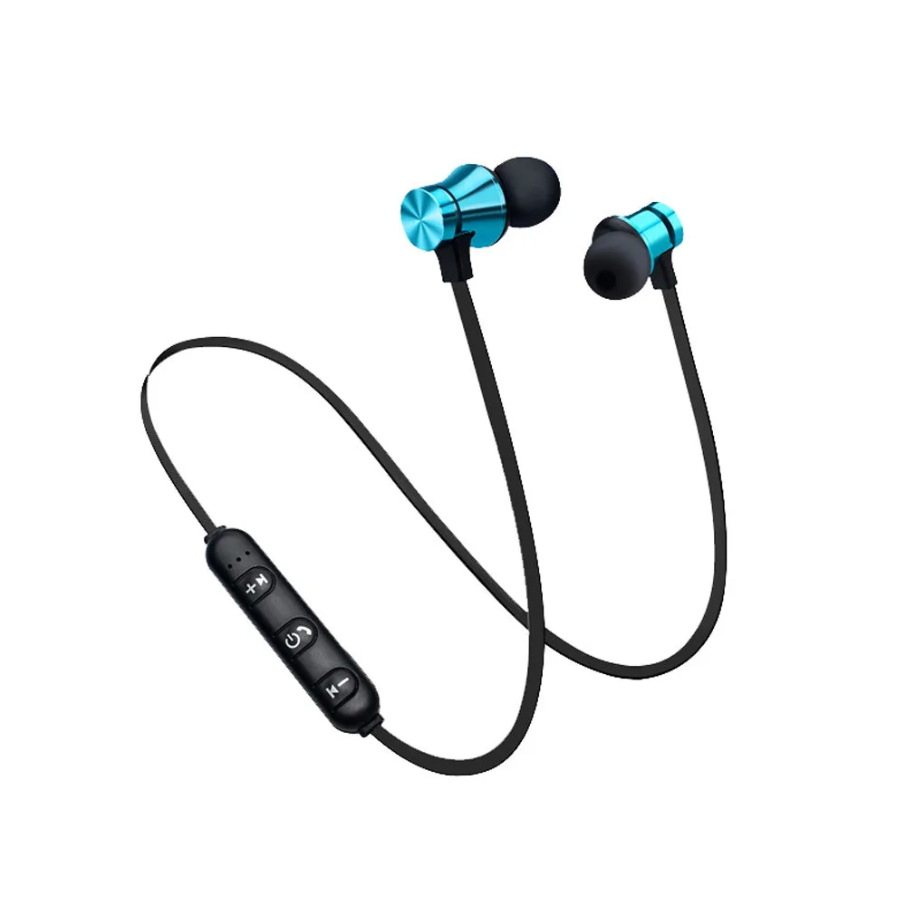 H20 магнитные беспроводные Bluetooth наушники, стерео спортивные наушники, беспроводная гарнитура в уши+ с сумкой для наушников, микрофон для samsung - Цвет: blue