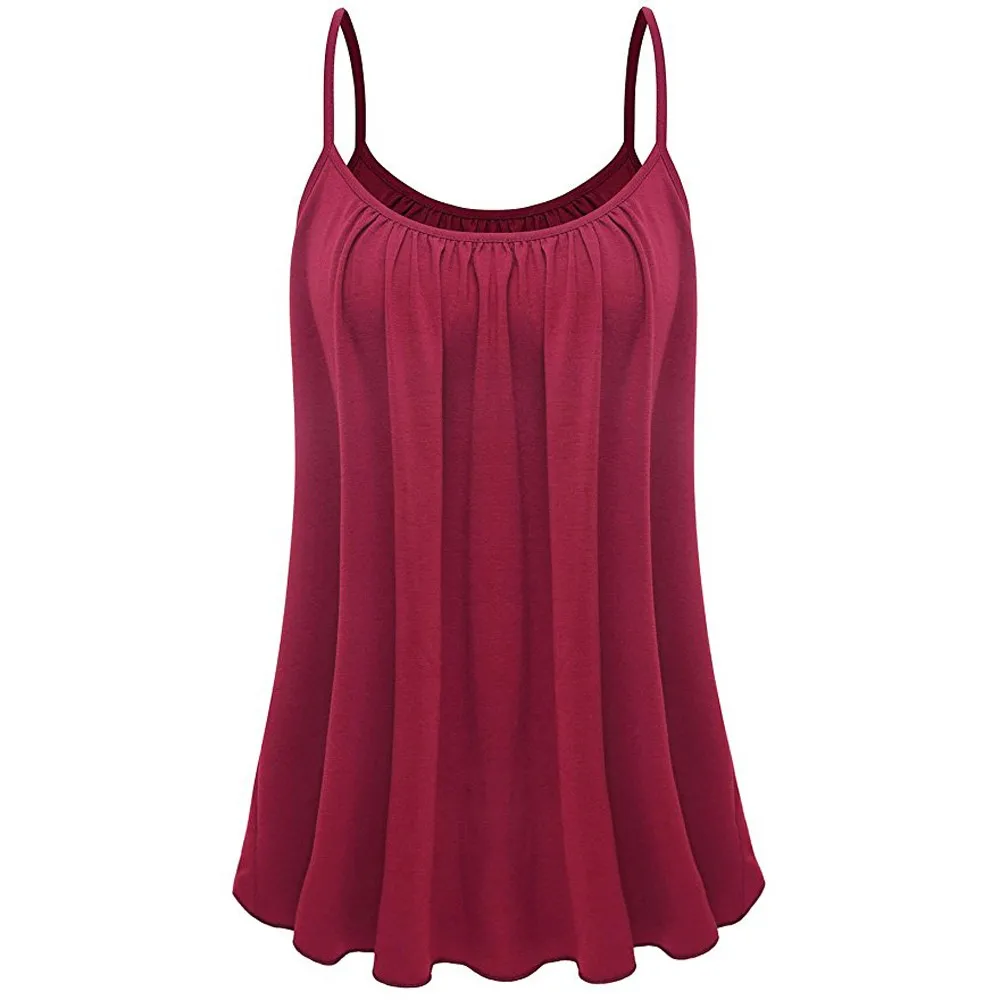 

Womail New Solid Color Blouses Womens Loose Sleeveless Plus Size Solid Color Cami Basic Tank Top Vest Blusa Feminina 6.JUNE.21