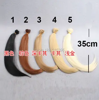 

35cm length 5pieces/lot wholesales 1/3 1/4 1/6 BJD doll wig black falxen blown golden bjd DIY wig hair
