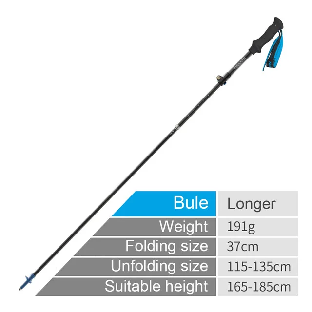 2 шт., Naturehike, регулируемые треккинговые палки, 175 г, супер светильник, трость из углеродного волокна, складные трость для походов на открытом воздухе, трость для кемпинга - Цвет: Blue L