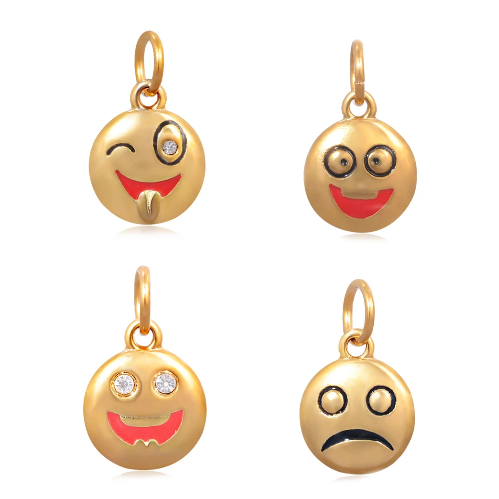 DIY Fashion Jewelry Stainless Steel Gold EMOJI Theme Charm Pendants for