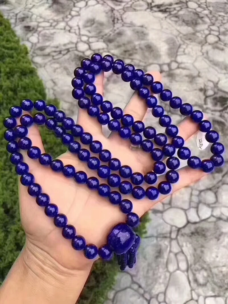 

10mm Top Quanlity Natural Royal Blue Lapis Necklace Lazuli Gemstone Crystal 108 Prayer Beads Bracelet Chain AAAAA Drop Shipping