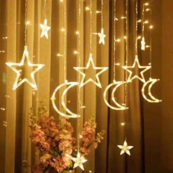 

5.5M 96LED Christmas Lights Stars Moons Fairy Curtain LED String Light For Home Party New Year Wedding Decoration