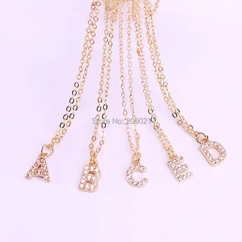 

10Pcs High Quality Gold Black Color Micro Pave CZ 26 Alphabets letter Pendant Necklace Charm For Women Gifts