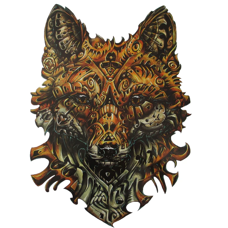27 18 De Réduction34x48 Cm Grande Machine à Dos Complet Loup Tatouages Hommes Et Femmes Imperméable Gros Autocollants De Tatouage Temporaire Faux