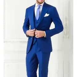 Вечерние Королевский синий мужской костюм s смокинги дружки смокинг на заказ свадебные костюмы slim fit Мода синий мужской костюм (куртка +
