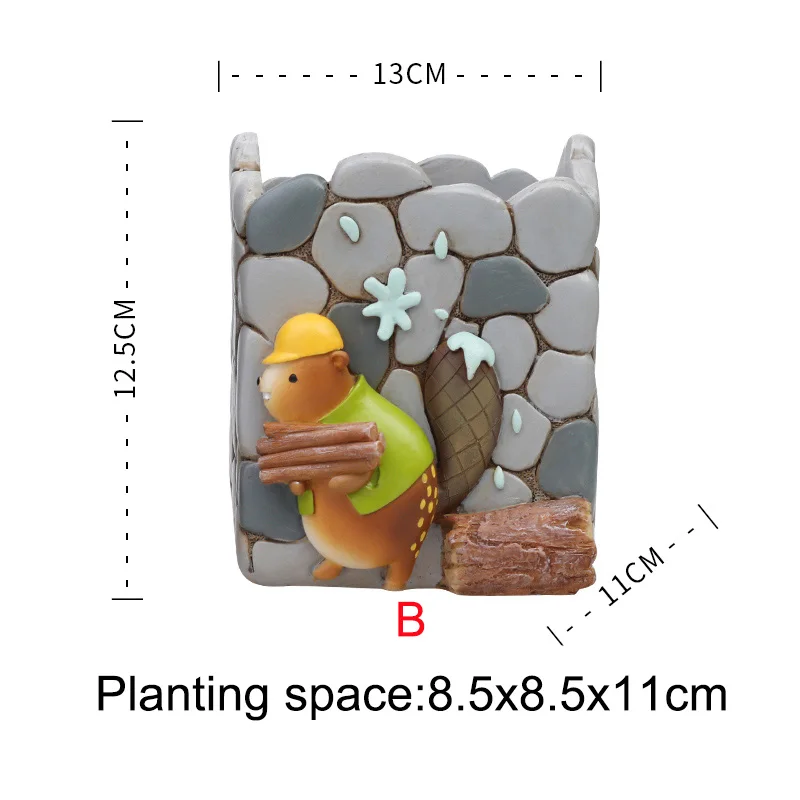 1 шт. милый мультяшный полимерный цветочный горшок суккулентные растения горшок выдра дом садовые украшения бонсай цветочные горшки - Цвет: B