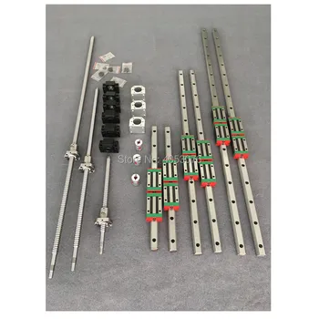 

6 set HGR20 Square Linear guide rail +HGH20CA+ballscrew SFU 1605 ball screws+BK12/BF12+Nut housing+Coupler for cnc parts