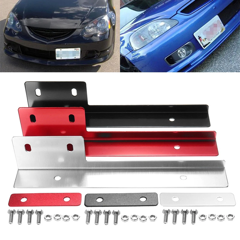 Universal Aluminum Front License Plate Mounting Relocate Bracket Holder Bar