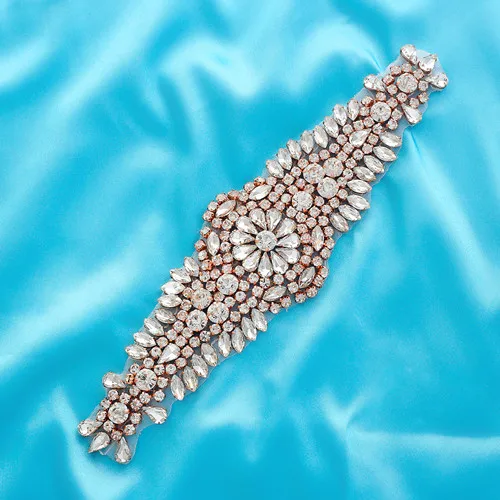 only applique Хрустальный свадебный пояс с жемчугом пояс невесты золотые стразы свадебное платье пояс для свадебных аксессуаров J137RG - Цвет: only applique