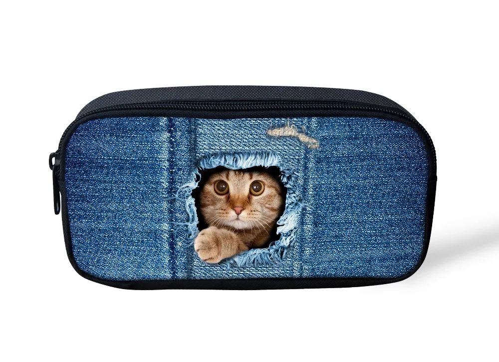 Women Makeup Bags Travel Cosmetic Bag Organizer Jeans Denim Blue Make