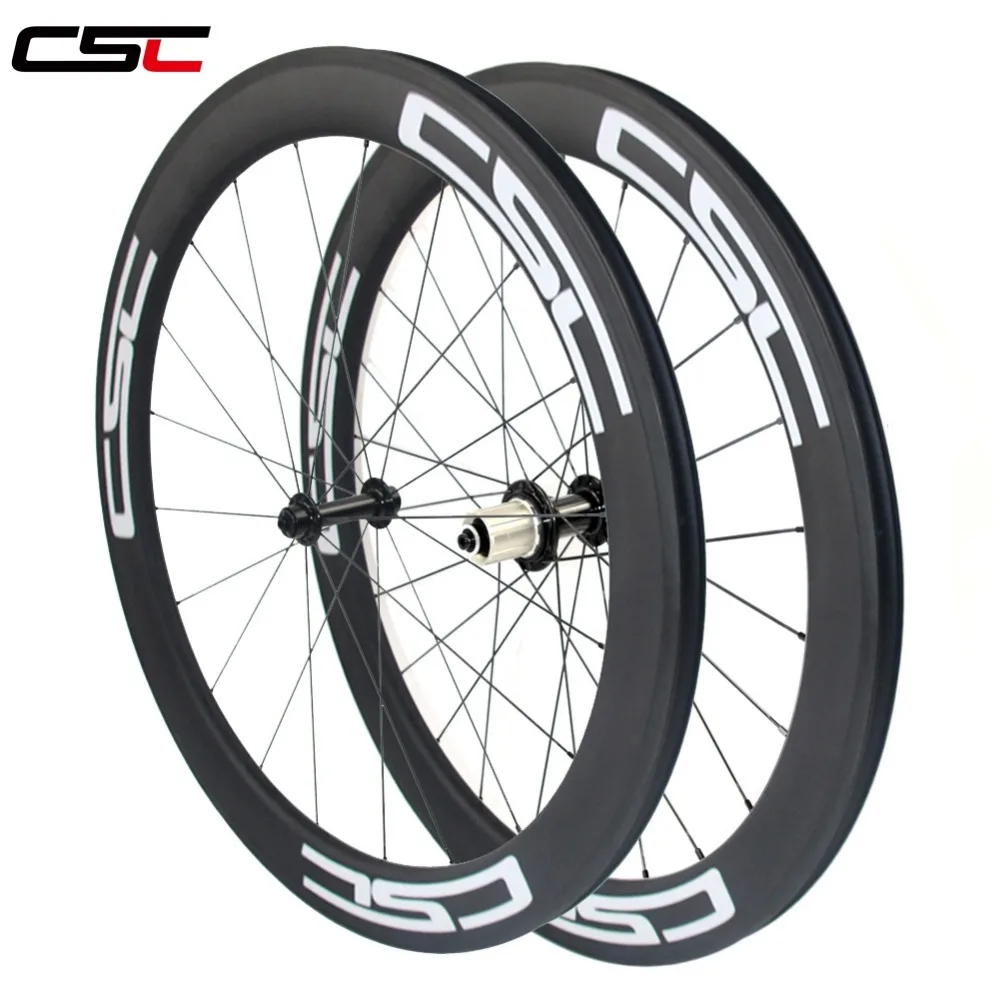 Sale CSC 700C wide 25mm U shape deep 60mm Clincher Tubeless compatible Carbon Road Bicycle bike Wheels sapim or pillar 1420 spokes 5