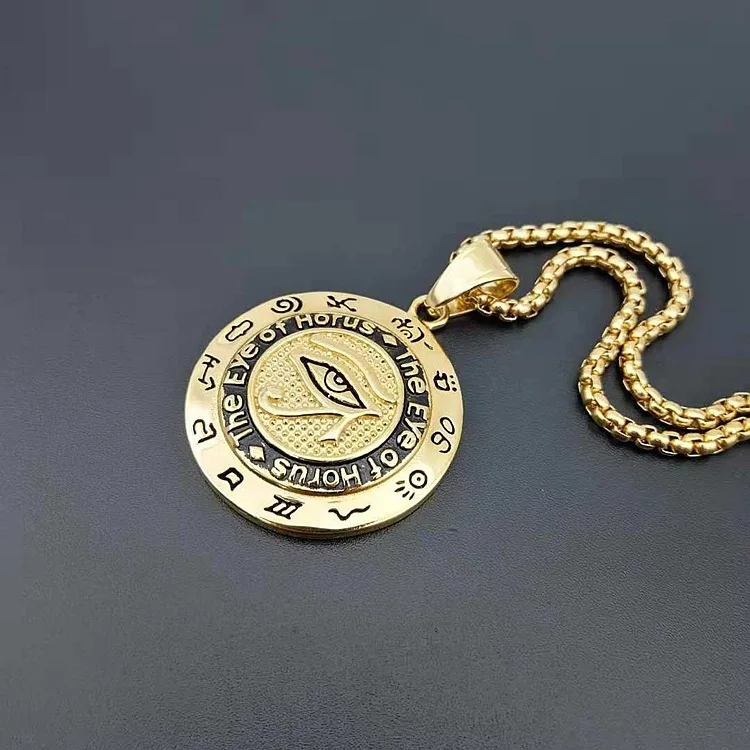 Золотое масонское ожерелье с подвеской в виде глаза Хоруса, мужские ювелирные изделия высшего качества 316L, подвески из нержавеющей стали, ожерелье s Master Masonic