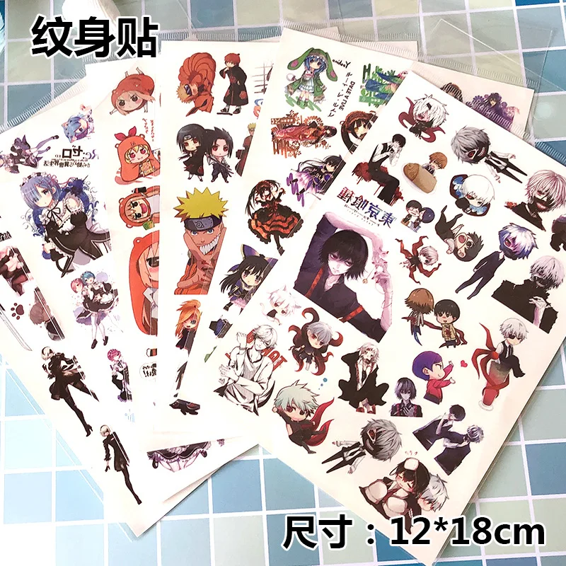 

Japanese Anime Tattoo Sticker GINTAMA ONE PIECE NARUTO Identity V Onmyoji LL Etc 30 Styles Summer Beauty Temporary Stickers