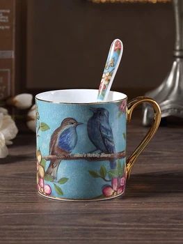 

European Country style 350ml Golden Ceramic Mug Porcelain Coffee Mug Bone China Milk Cup gilding Mug gold-plating Cup gilded Mug