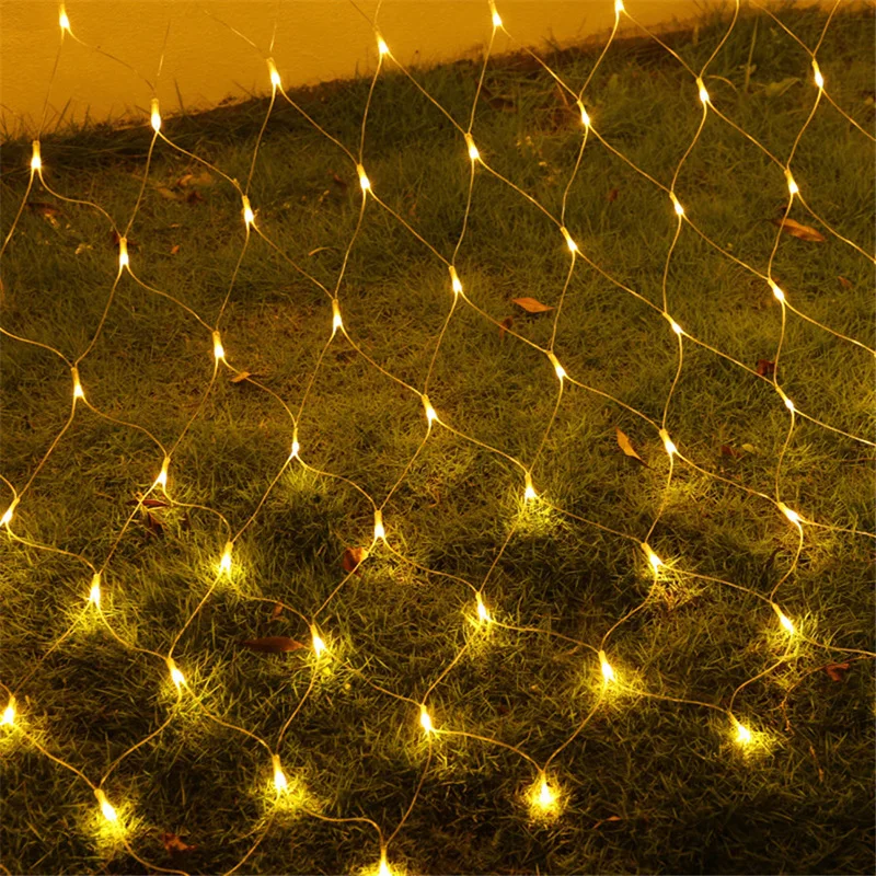 1.5mx1.5m 96LED garden outdoor Net Mesh Fairy web String Light twinkle lamp Lighting Christmas Xmas Wedding Garland Party Decor 4 color choose (10)