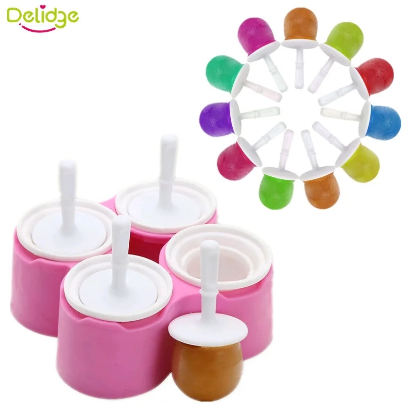 

Delidge 1 pcs 2 Hole Popsicle Round Ice Mold Food-Grade Plastic+Silicone DIY Chocolate Pudding Popsicle Mold Tray Kitchenware