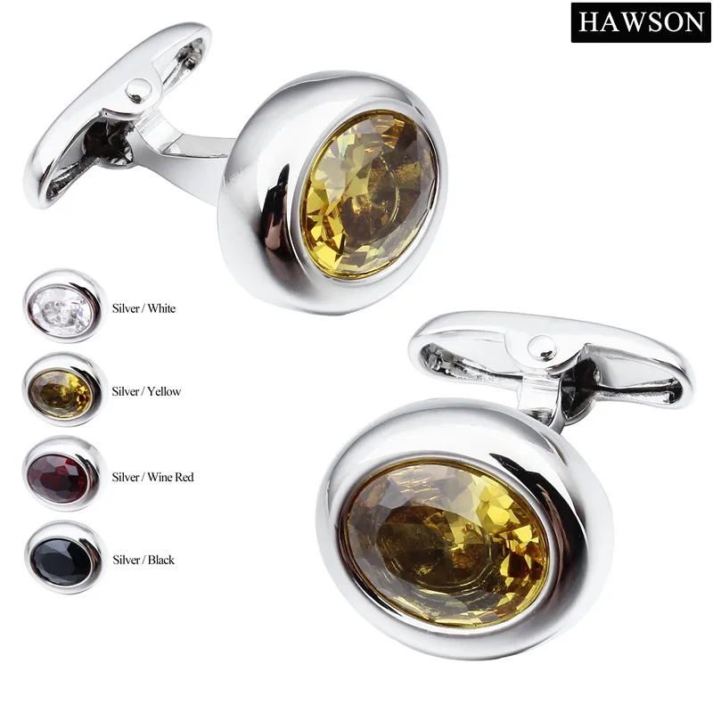 

Fashion High Quality Multi Colors Zircon Oval Shape Cufflinks For Mens Wedding Dress Jewelry Accessories