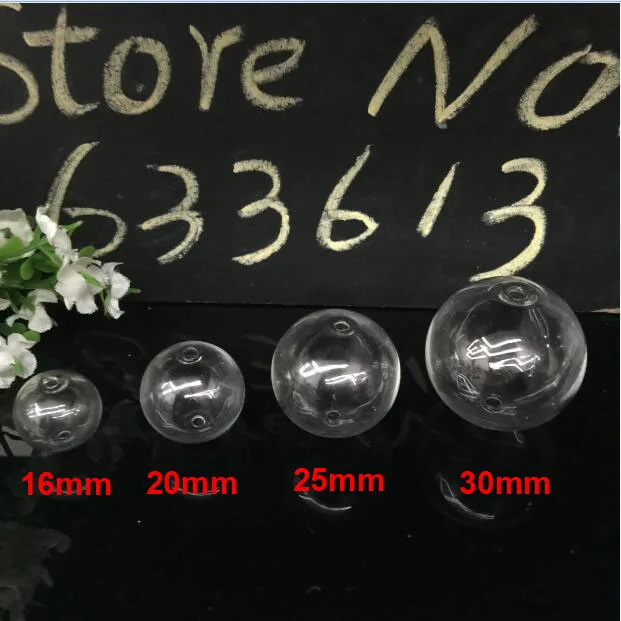 

500pcs/lot 16/20/25/30mm clear glass globe bubble with 3mm double hole glass vial pandent glass bottle fashion DIY accessory