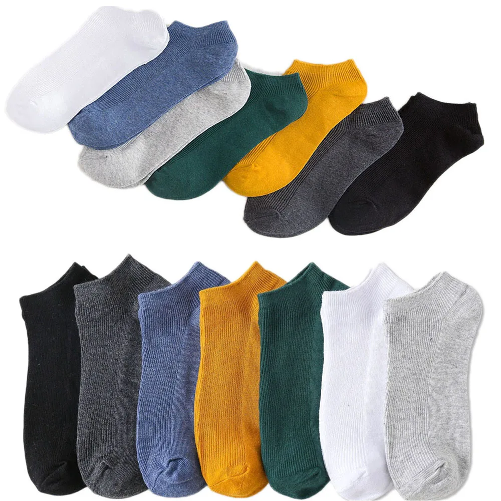 

Men’s Low Cut Invisible No Show Socks Non Slip Cotton Boat Stripe Solid Socks WATHX0003