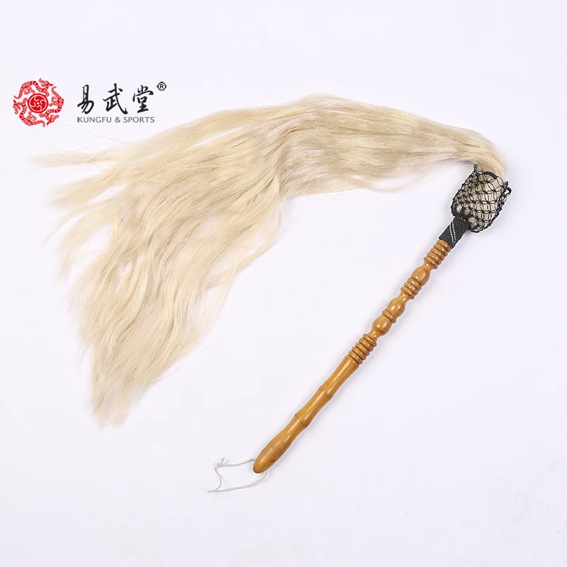 tai chi horsetail whisk, vivid simulated horsetail, 75cm wood handlein