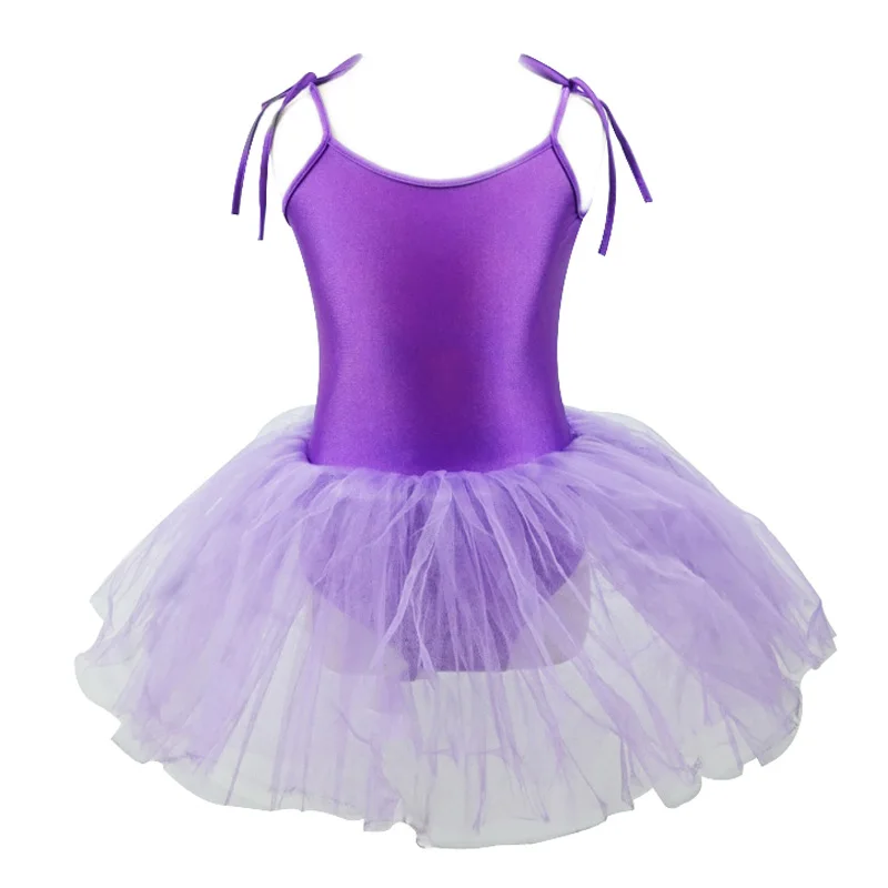 2018 Cute Ballet Tutu Dress For Children Girls Dancing Clothes Gymnastic Dress Leotards Costumes Sling Spandex Polyester 128 Purple