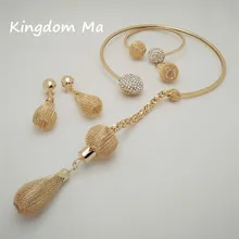 Мама Королевства нигерийский Свадебный Африканский бисер комплект ювелирных изделий для женщин золотой цвет Африканский костюм длинный ювелирный комплект Дубай комплекты больших украшений