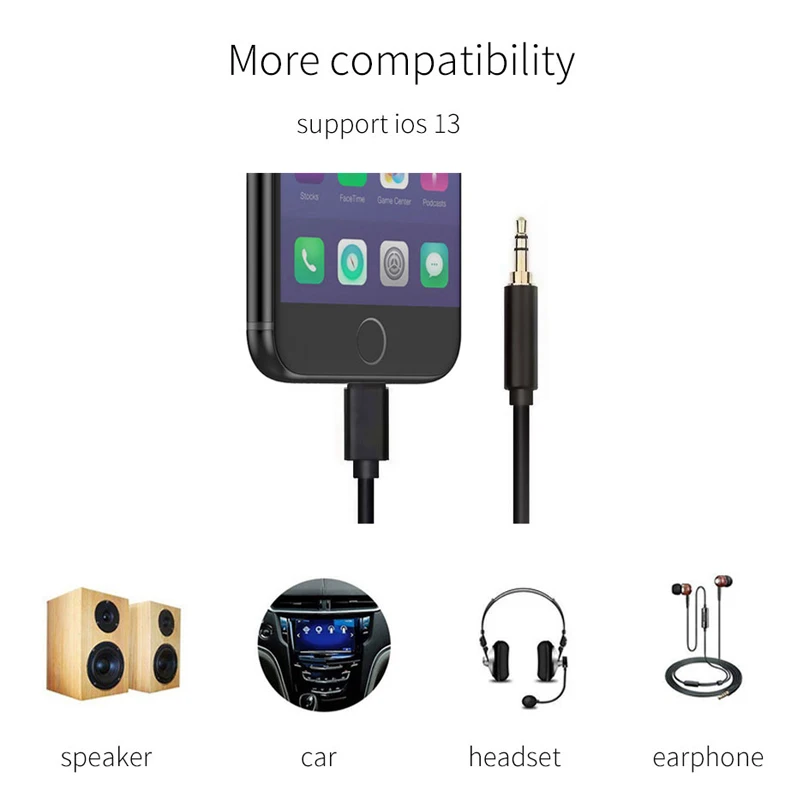 OUSU 24k позолоченный 3 5 мм разъем AUX кабель для iphone Lightning оригинальный аудио
