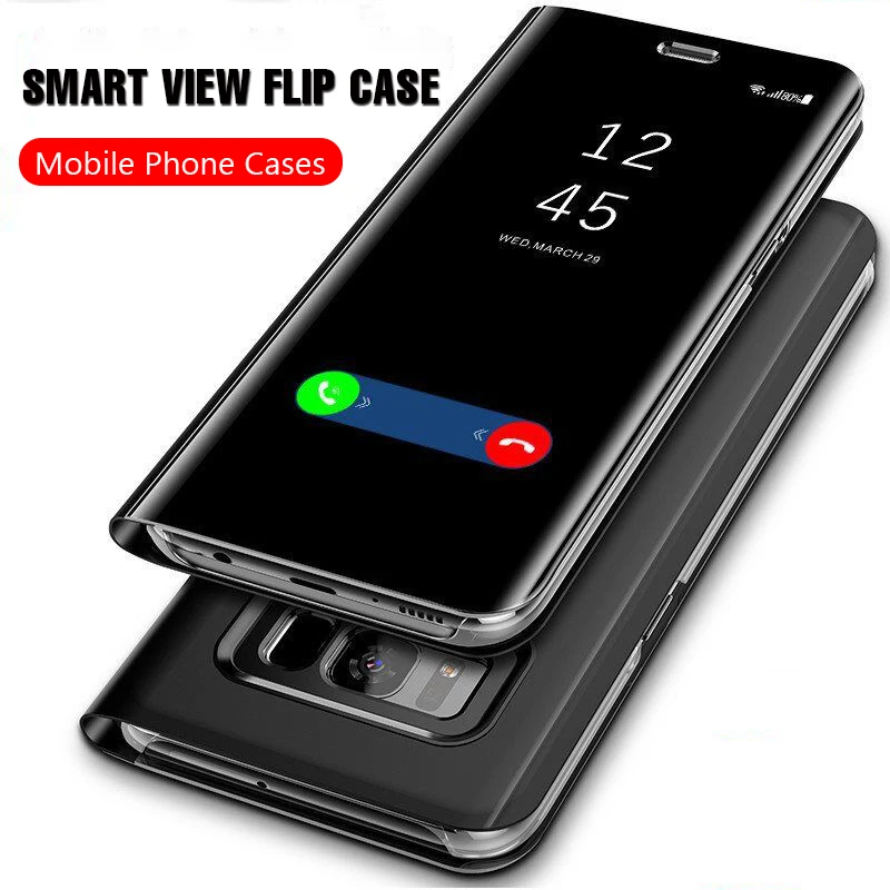 

Smart View Flip Case On The For Samsung Galaxy S7 Edge S10 S8 S9 Plus S10e Shockproof Flip Case Note 8 9 Luxury Leather Case