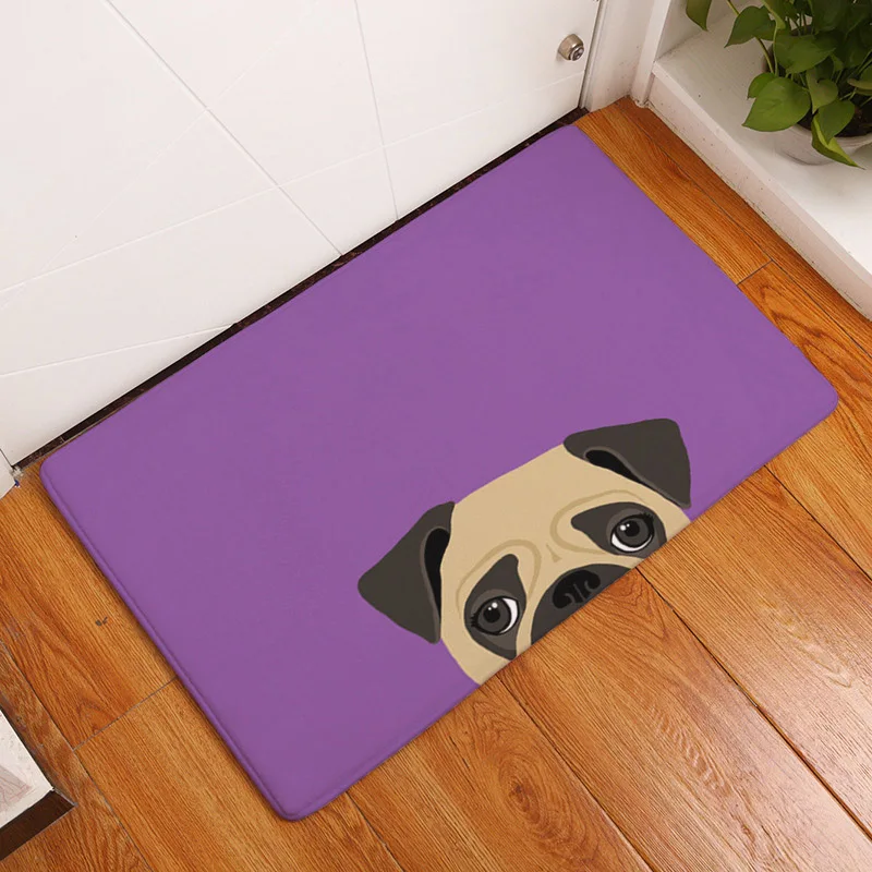 Wholesale Pug Bathroom Mat French Bulldog Home Chihuahua Rug Decor Home Floor Dog Lovers Gifts 40X60 cm Coral Fleece Comfortable