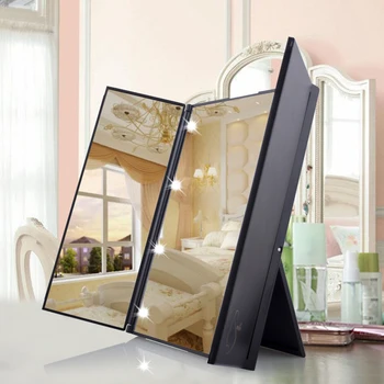 

Foldable Makeup Mirror with 8 LEDs for Tabletop Bathroom Bedroom Travel XHC88