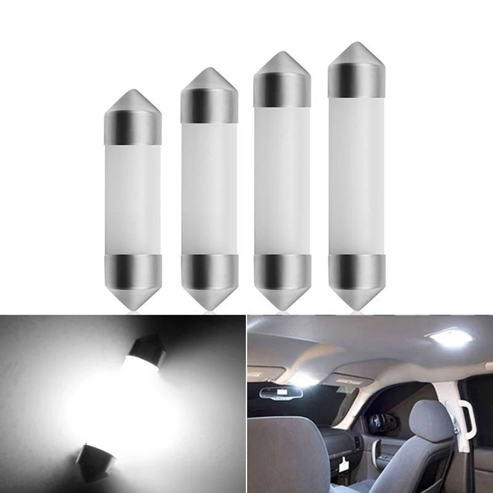 

LED Festoon Dome 31mm 36mm 39mm 41mm c5w Cold White Reading License Plate Lamp led Light Bulb Milky Cover Bulbs 12V