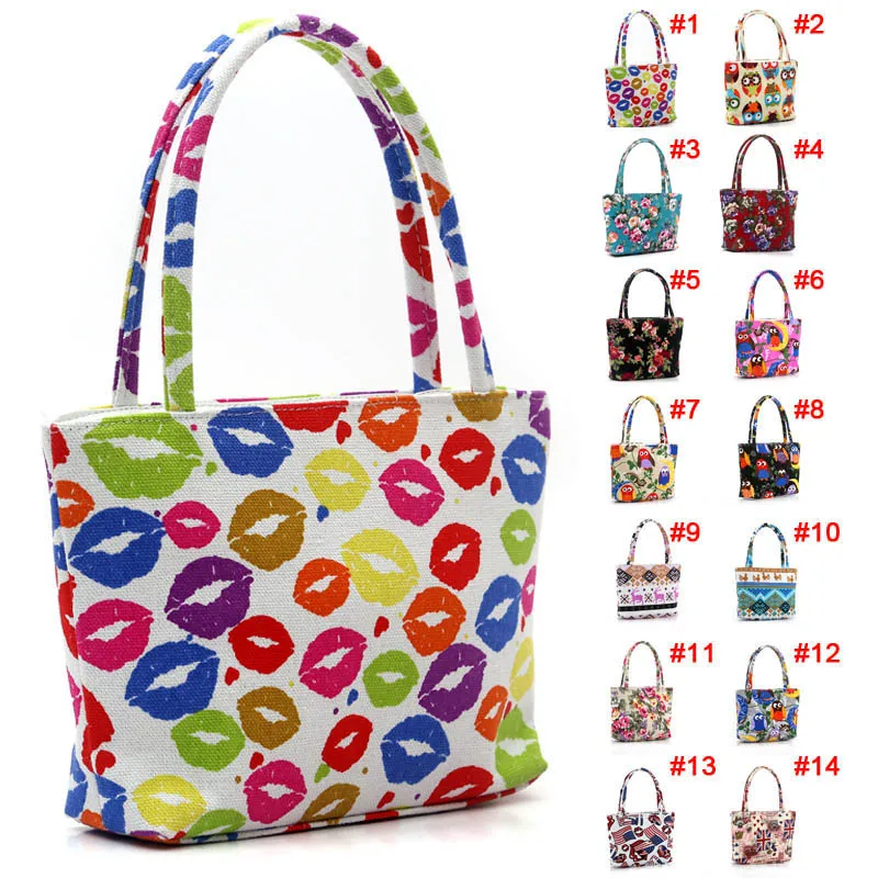 

Fashion Girl Lovely Canvas Handbag Women Daily Single Shoulder Handbag Female Canvas Beach Bag Printed Bags WML99