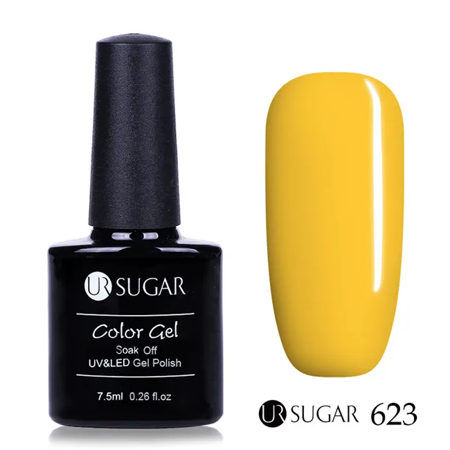 Ur Sugar 7,5 мл чистый цветной гель для ногтей лак замачиваемый УФ Гель-лак для ногтей лак цвет насыщенный желтый красный гель Полупостоянный лак - Цвет: 623