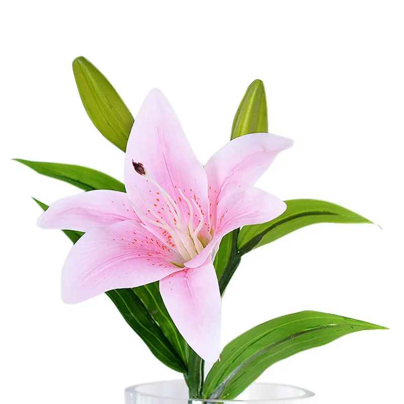 

Hot Selling!5pcs New Silk Flower Artificial Lilies Bouquet 3 Heads Home Wedding Floral Decor High Quality May24