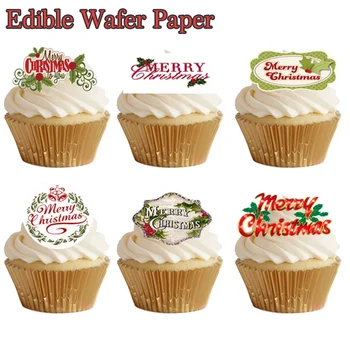 

Merry Christmas Slogan Edible Wafer Paper For Cupcake Topper Decoration,Christmas Cake Decor Party Kitchen Supplier