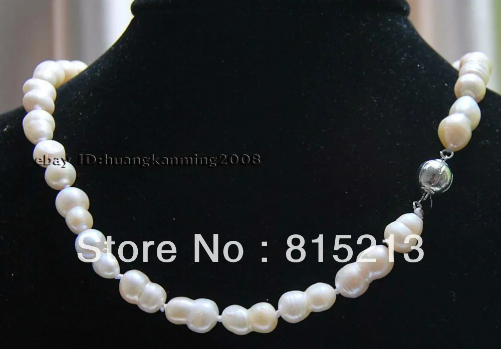 

ddh00152 10X14MM Real South Baroque shape White Akoya Cultured Pearl necklace