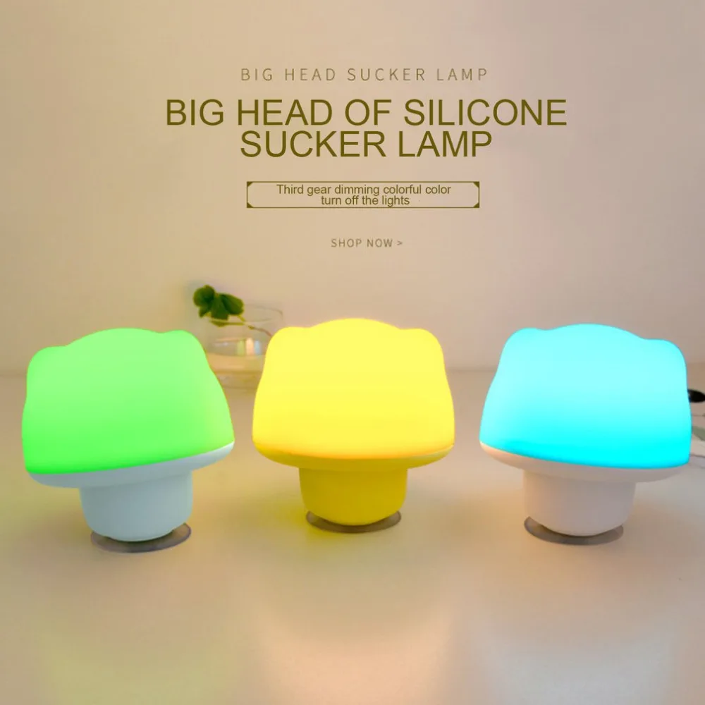 

Colorful Silicone Sucker Lamp LED Night Light Rechargeable Touch Sensor Light Children Cute Adjustable Bedroom Light