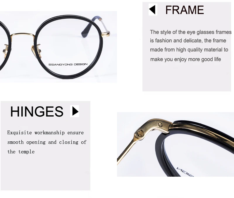 2017 EE моды ретро круглые очки кадр Для женщин Близорукость металлические очки Титан mix ацетат oculos-де-грау