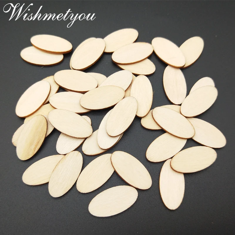 

WISHMETYOU 50PCS Mini Elliptic Blank Wooden Slices Handmade Scrapbooking Painting Card Making Ornaments DIY Decor Party Wood New