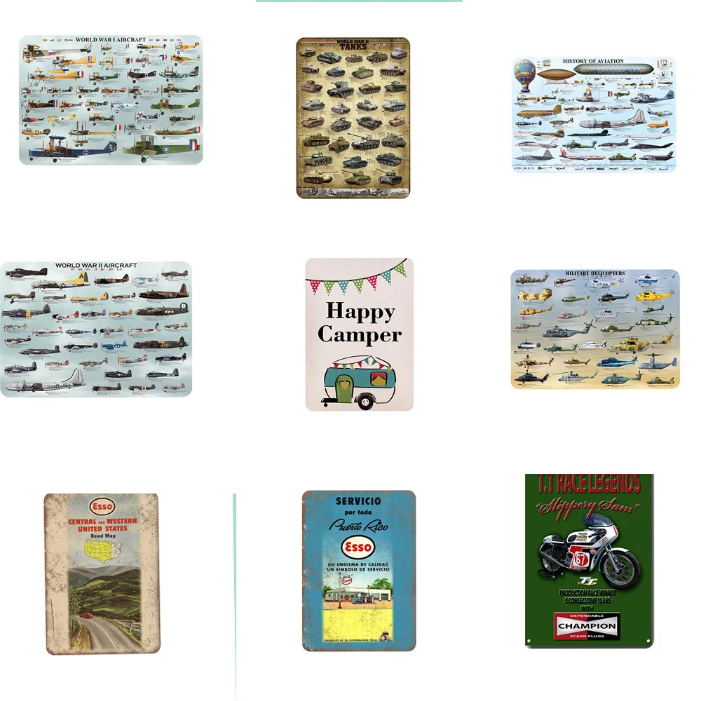 

Fighter\tank Weapon military Poster Shabby Chic Vintage Metal Painting Tinplate Plate Metal Tin Signs Mural Iron Art Plate