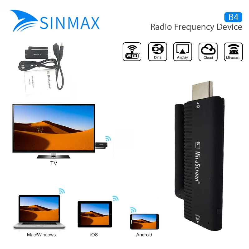 MiraScreen B4 Smart Mini PC TV Stick беспроводной ТВ 2 4 ГГц WIFI приемник DLNA Airplay дисплей miracast ключ