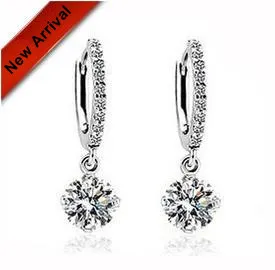 

2017 new arrival hot sell shiny cubic zircon 925 sterling silver ladies`drop earrings jewelry wholesale drop shipping
