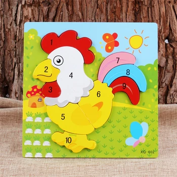 

Wooden Montessori Three-dimensional Cartoon Animal Puzzle Educational Toys Developmental Baby Toys Child Kid Early Training Game