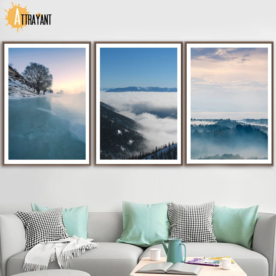 

Sea River Forest Tree Mountain Landscape Wall Art Canvas Painting Nordic Posters And Prints Wall Pictures For Living Room Decor