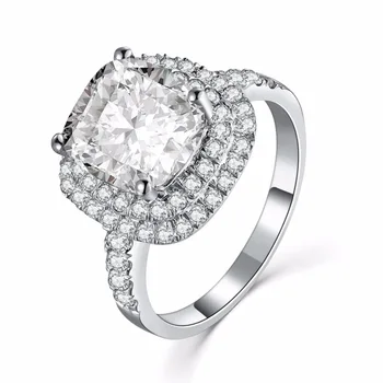 

1Ct Cushion Cut Synthetic Diamonds Ring for Her Solid 925 Sterling Silver Ring White Gold Color Jewelry Gift