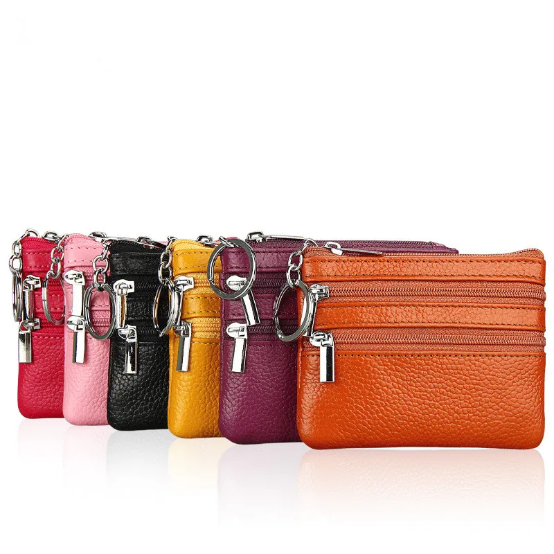 12pc Wholesale Mix color Womens Genuine Leather Triple Zipper Wallet Zip Mini Coin Purse with ...