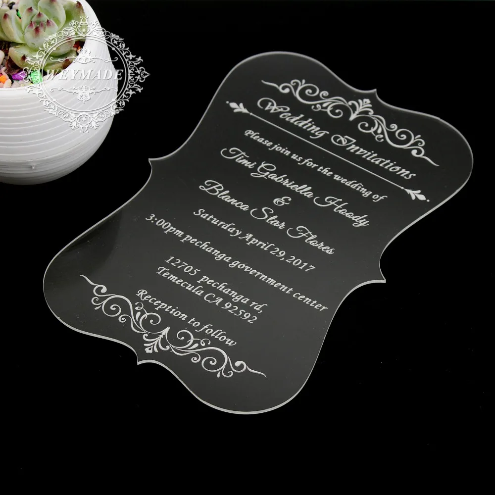 

Personalized Silver Mirror Clear Acrylic Vintage Invitation For Sweet Sixteen Birthday Wedding Engagement Anniversary Party